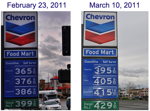 world gas prices 2011. actual local fuel prices: