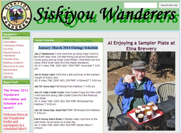 Siskiyou Wanderers website