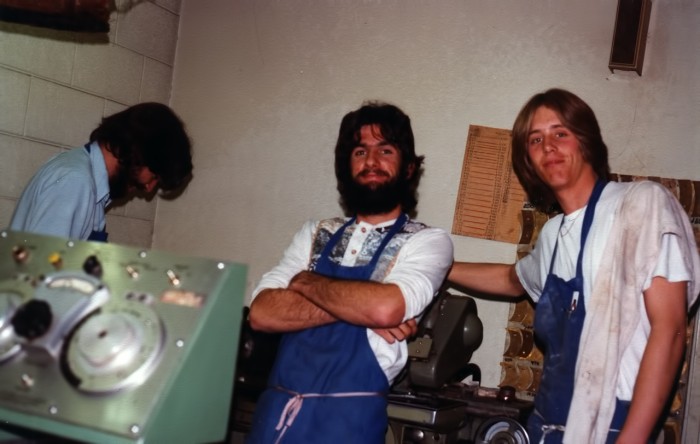 Me and a couple co-workers at Redding Optical Lab grinding lenses in the late 70's.