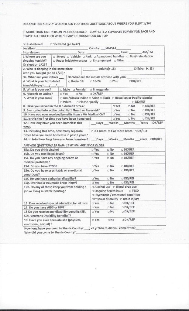 Homeless survey