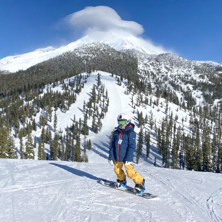 Snowboarding on Mt. Shasta with my grandson