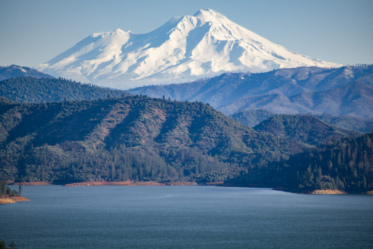 Shasta Dam with floodgates open