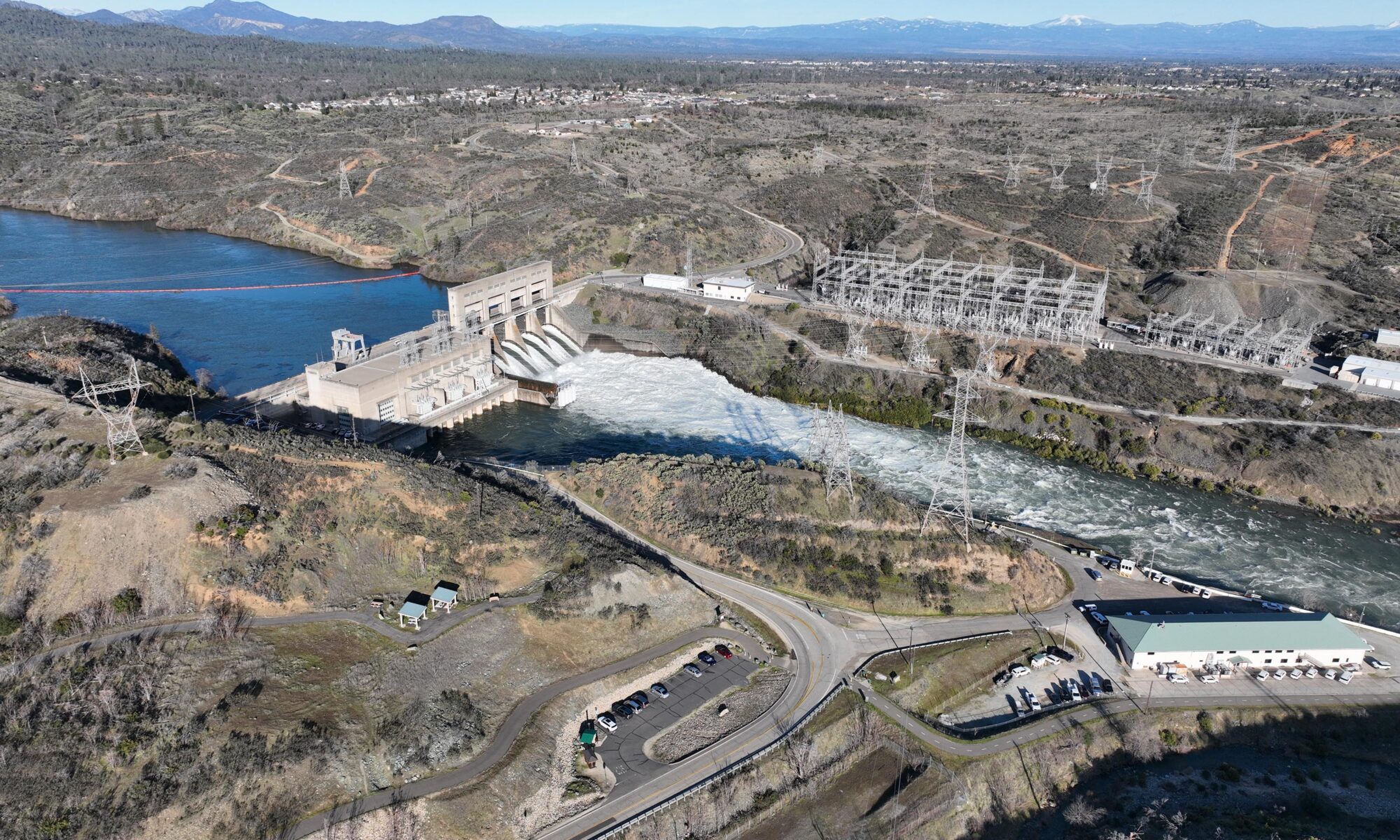 Keswick Dam on the Sacramento River at high flow