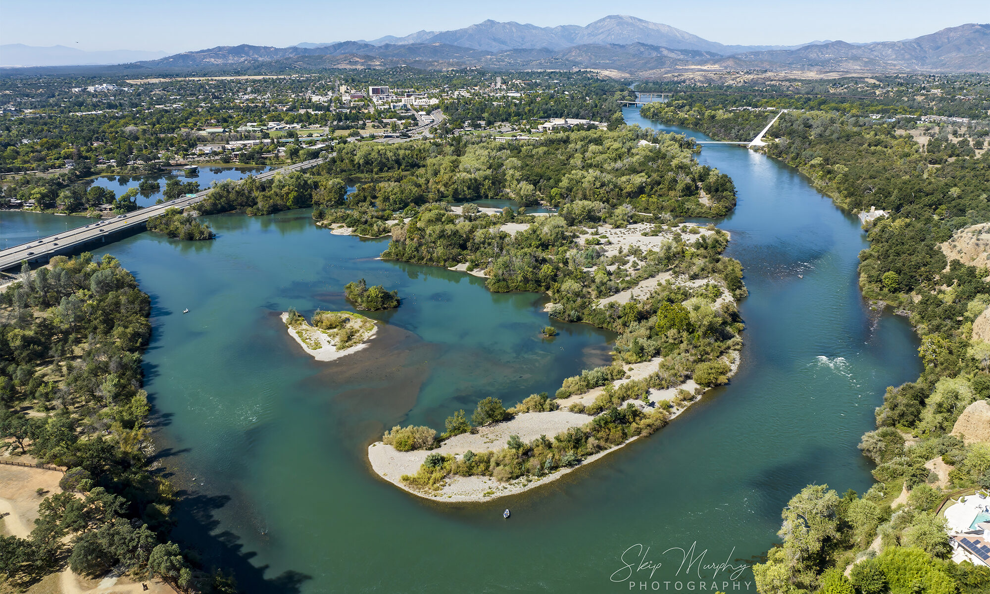 Aerial view of Redding CA in summer